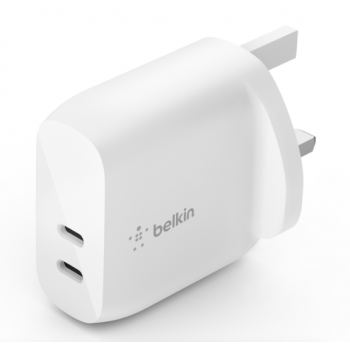 Belkin WCB006myWH BoostCharge 雙 USB-C PD 40W 家用充電器